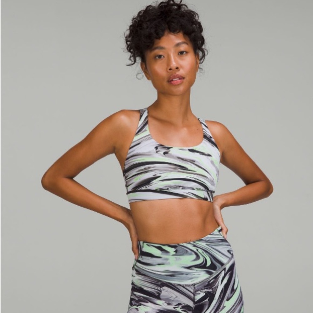 lululemon Energy Bra Medium Support B-D Cup - Paint Glide Warp Multi - Size 8